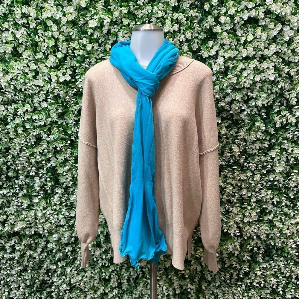 Vintage long skinny scarf wrap in turquoise